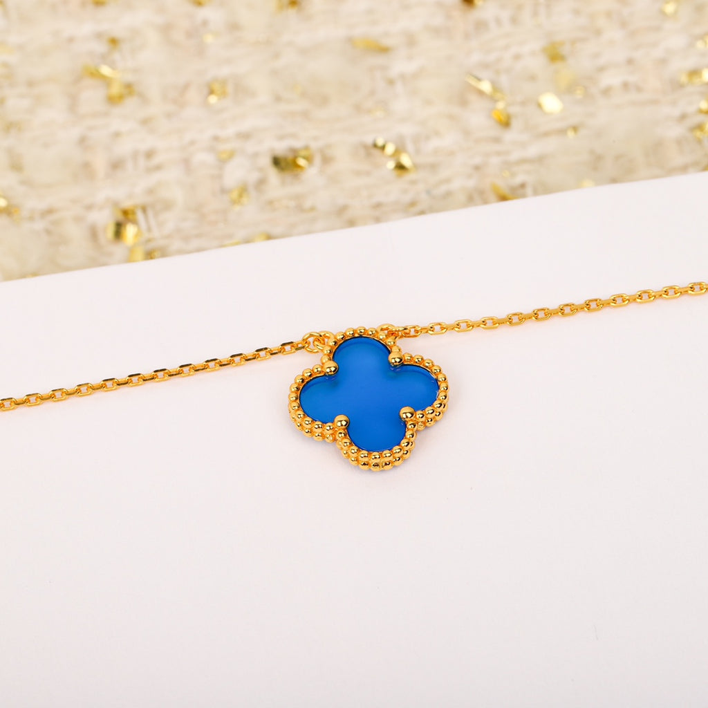 The Icon Clover Necklace (bright blue)
