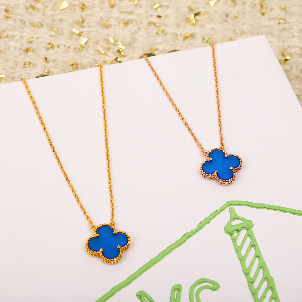 The Icon Clover Necklace (bright blue)